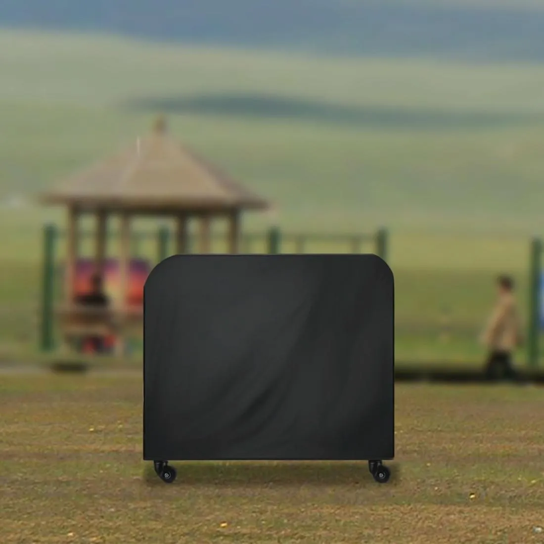Waterproof 210D Oxford Cloth Bbq Grill Cover - Anti-Uv Dust-Proof Foldable - Fits Gas Charcoal Electric - 170X61X117Cm - Black