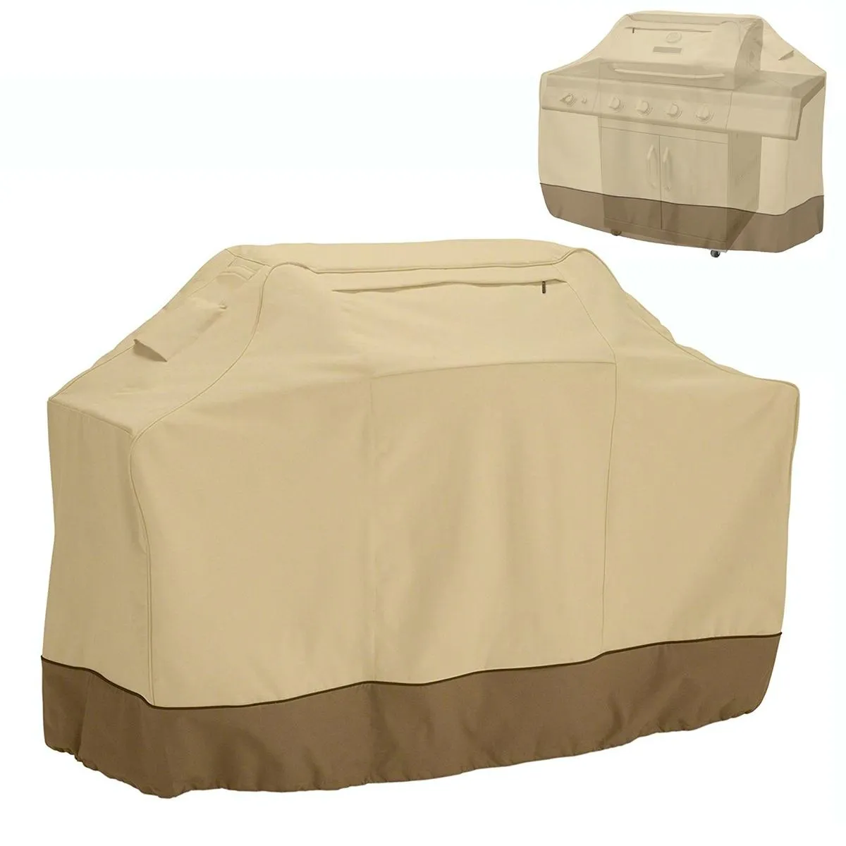 Waterproof Bbq Cover With Sundry Bag - Oxford Cloth 150X61X122Cm Beige