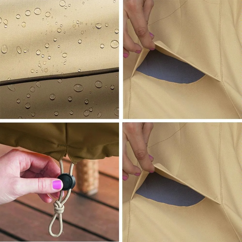 Waterproof Bbq Cover With Sundry Bag - Oxford Cloth 150X61X122Cm Beige