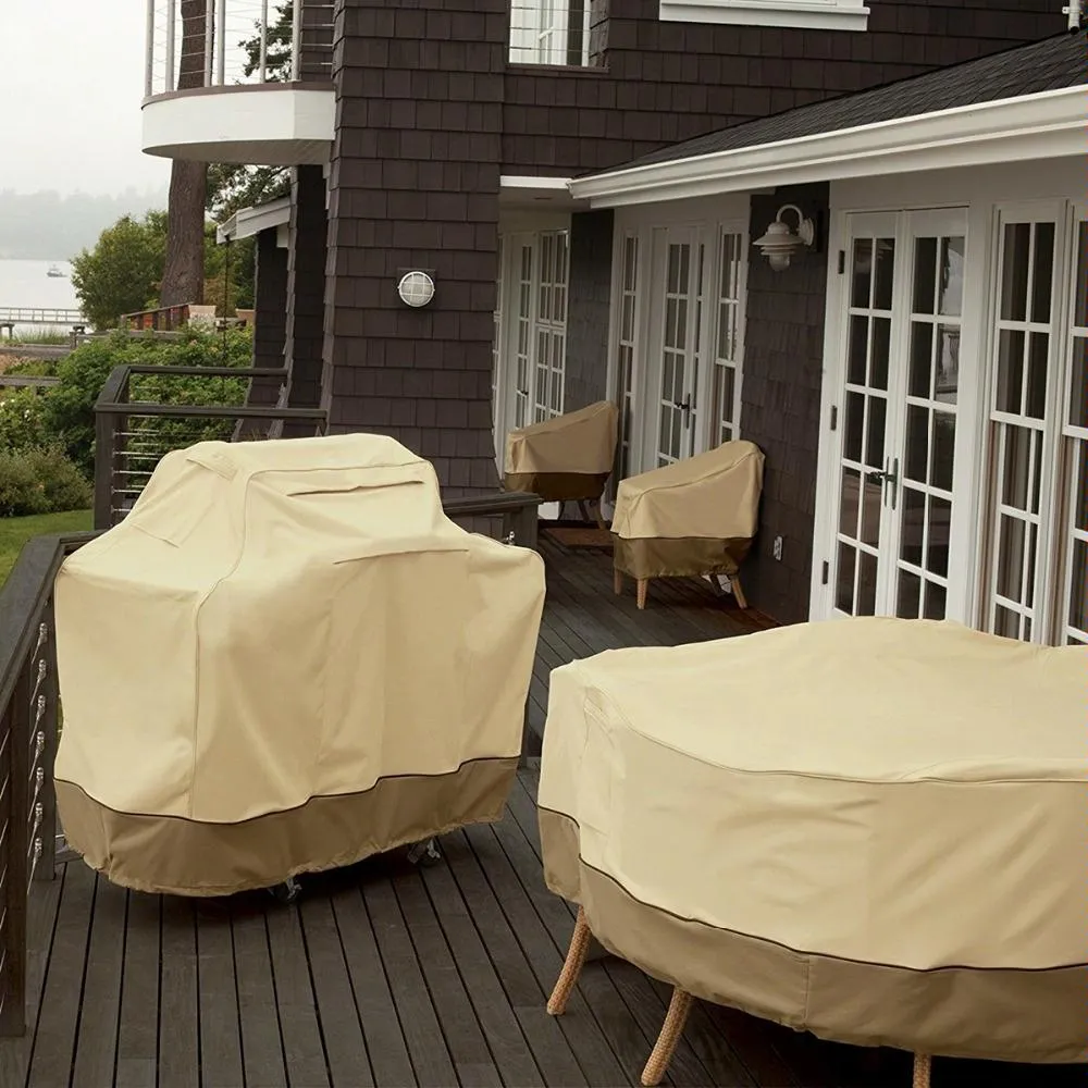 Waterproof Bbq Cover With Sundry Bag - Oxford Cloth 150X61X122Cm Beige