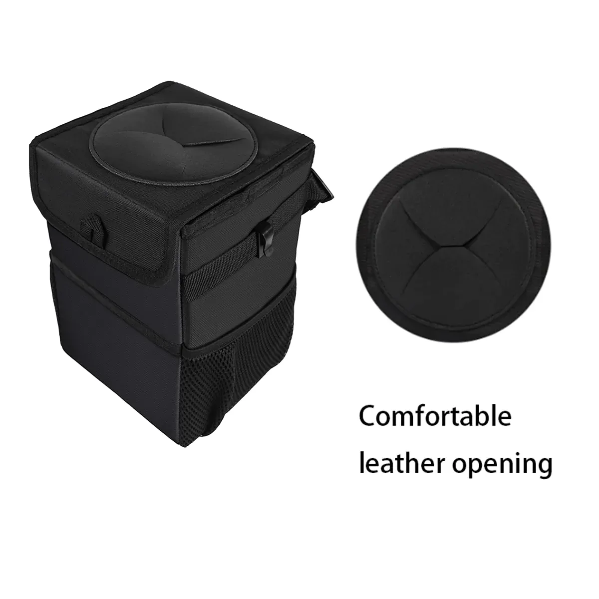 Waterproof Car Trash Can with Lid and Storage Pockets, Custom-Fit For Car, 100% Leak-Proof Car Organizer, Waterproof Car Garbage Can, Multipurpose Trash Bin for Car WADE234