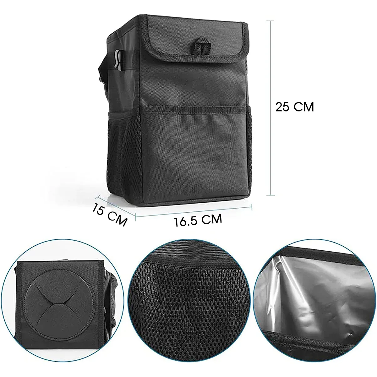 Waterproof Car Trash Can with Lid and Storage Pockets, Custom-Fit For Car, 100% Leak-Proof Car Organizer, Waterproof Car Garbage Can, Multipurpose Trash Bin for Car WADE234