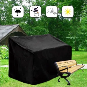 Waterproof Outdoor Bench Cover - Fits 2 Seats - 134X66X89Cm - Black / Silver