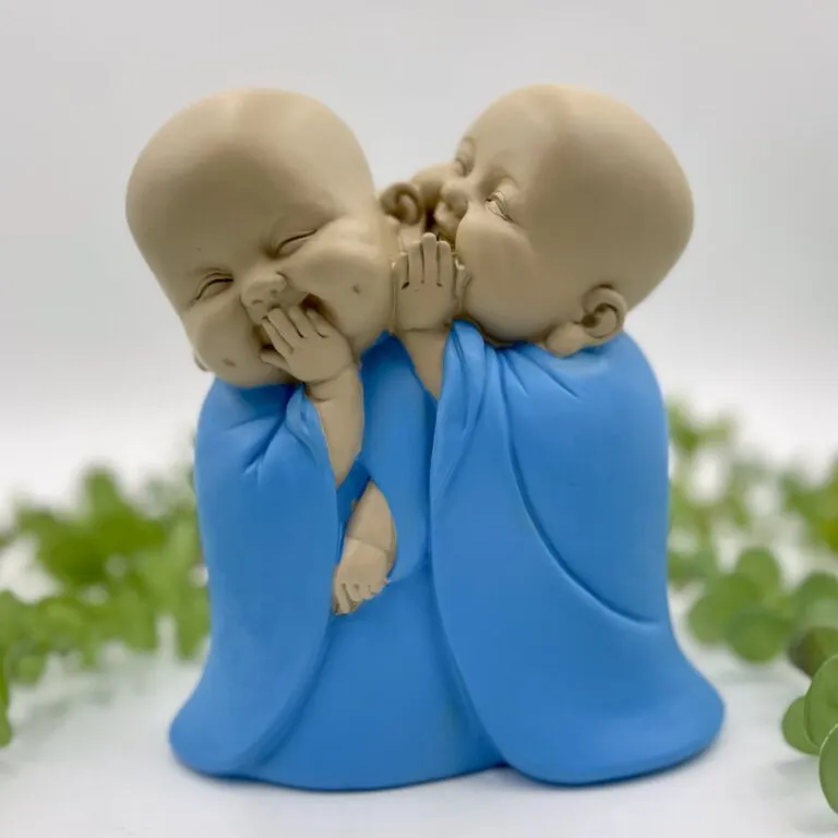 Whispering Monks Statue Blue 17cm
