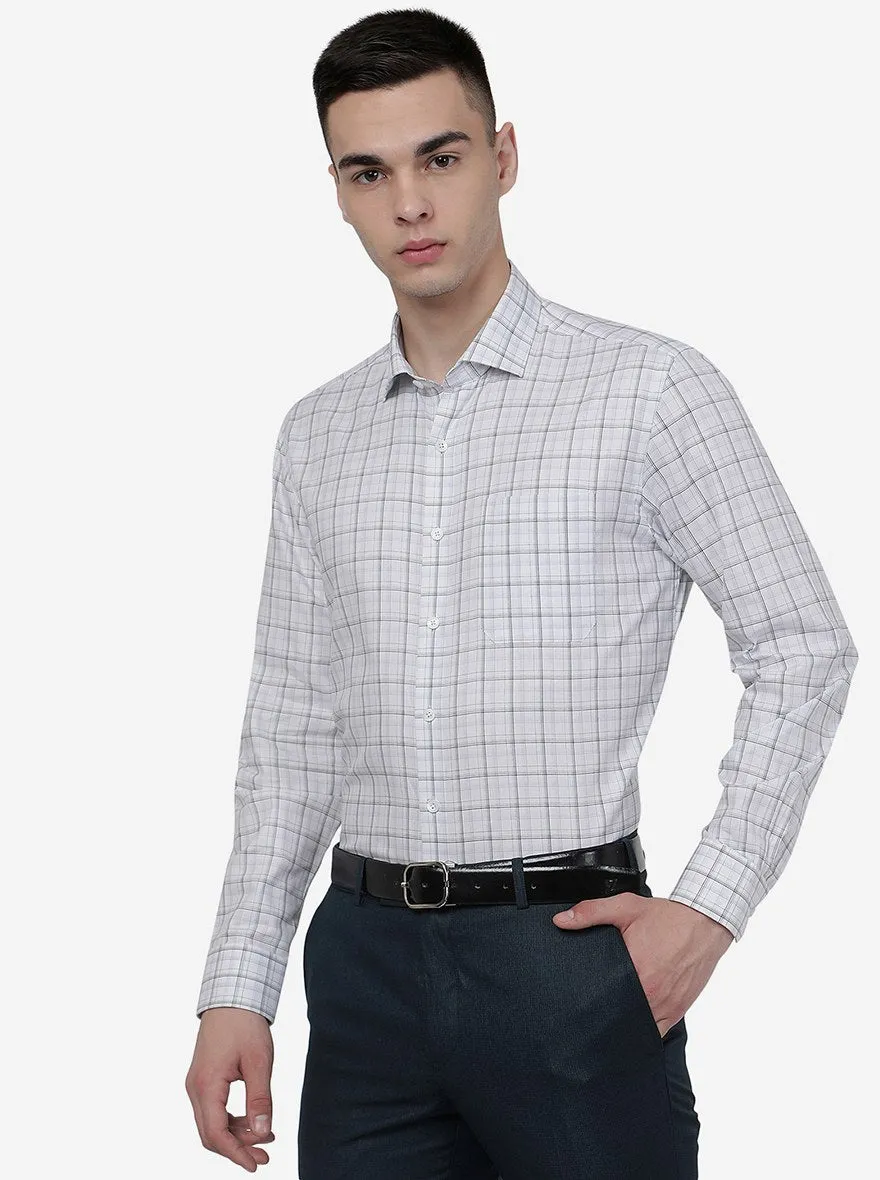 White & Black Checked Regular Fit Formal Shirt | JadeBlue