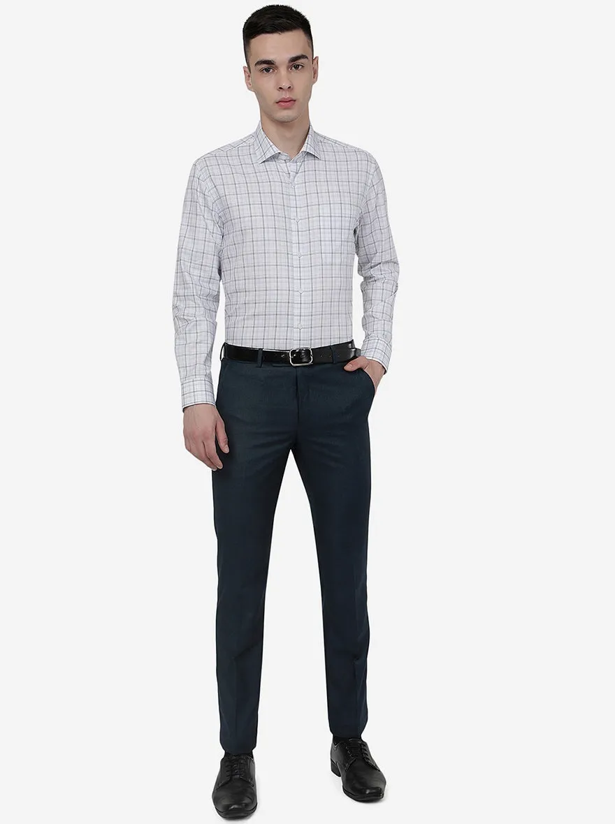 White & Black Checked Regular Fit Formal Shirt | JadeBlue