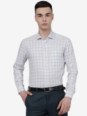 White & Black Checked Regular Fit Formal Shirt | JadeBlue