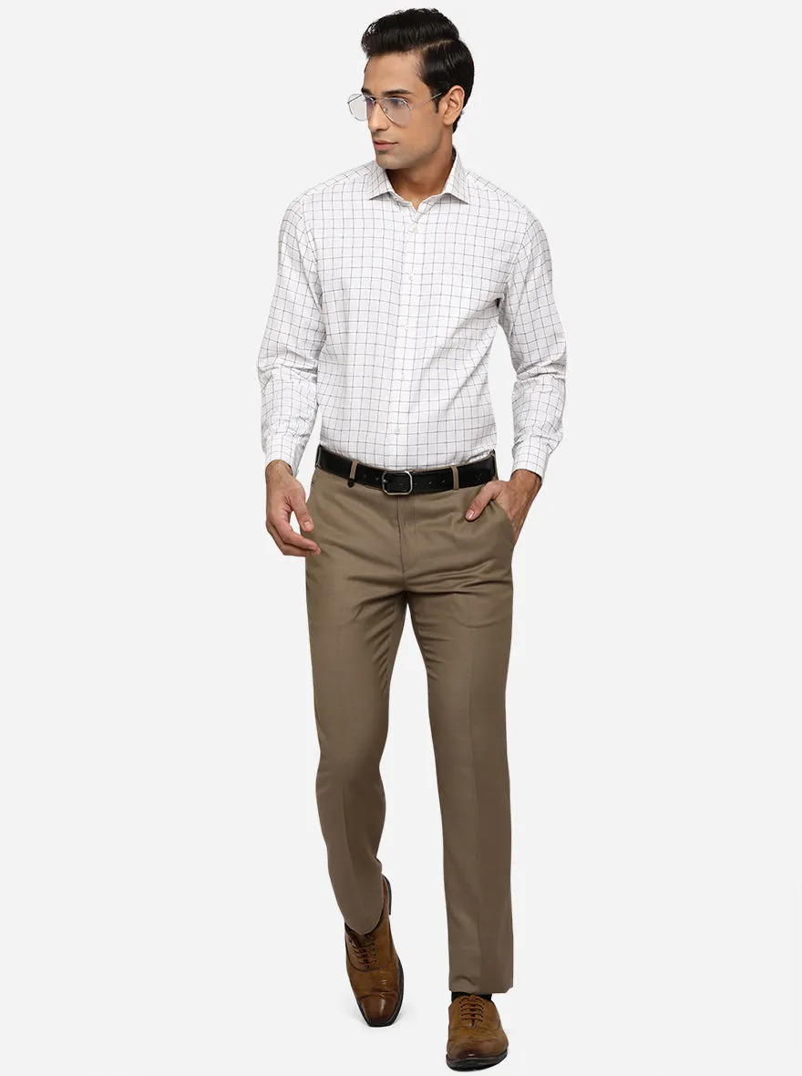 White & Navy Blue Checked Slim Fit Formal Shirt | Greenfibre