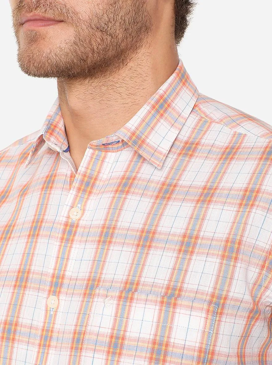 White & Red Checked Smart Fit Casual Shirt | Greenfibre