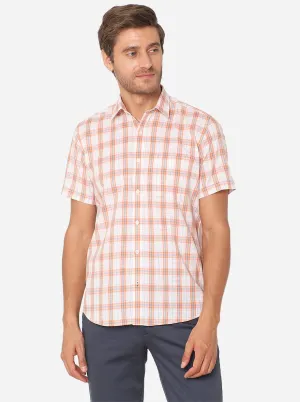 White & Red Checked Smart Fit Casual Shirt | Greenfibre