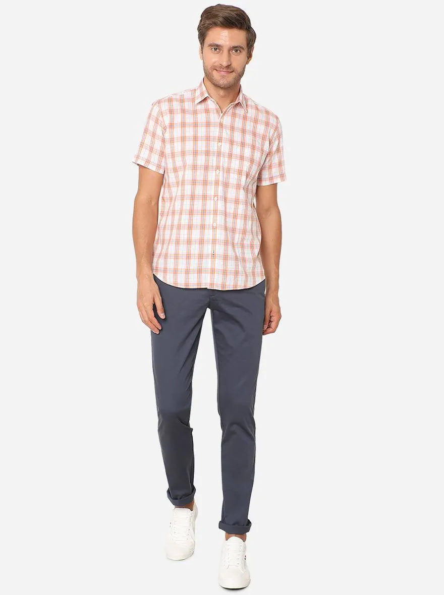 White & Red Checked Smart Fit Casual Shirt | Greenfibre