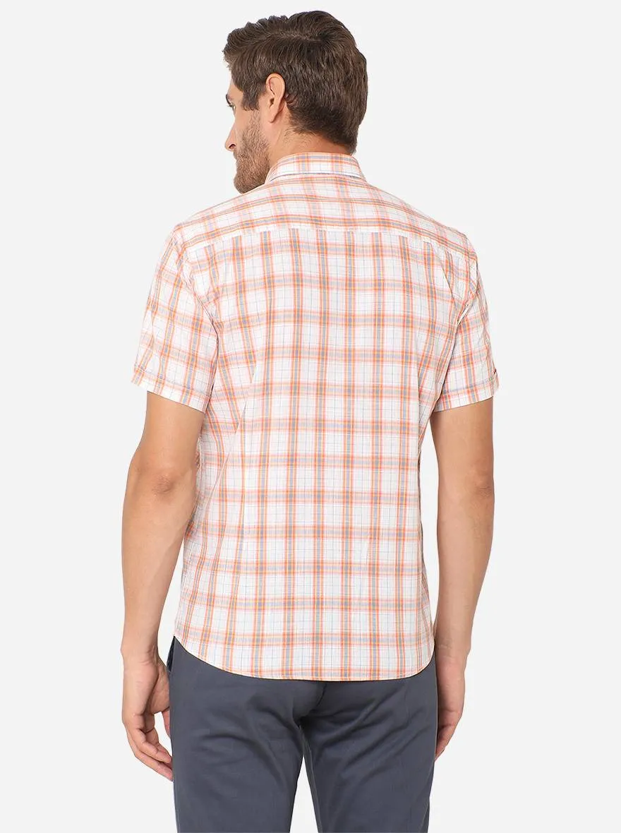 White & Red Checked Smart Fit Casual Shirt | Greenfibre