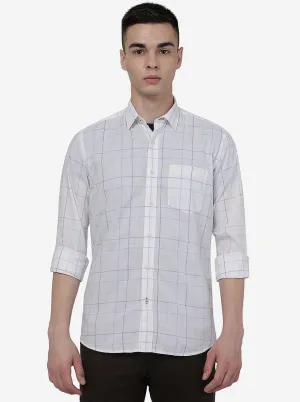 White Checked Slim Fit Semi Casual Shirt | JadeBlue