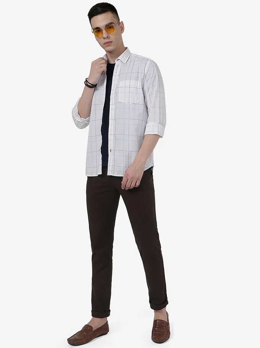 White Checked Slim Fit Semi Casual Shirt | JadeBlue