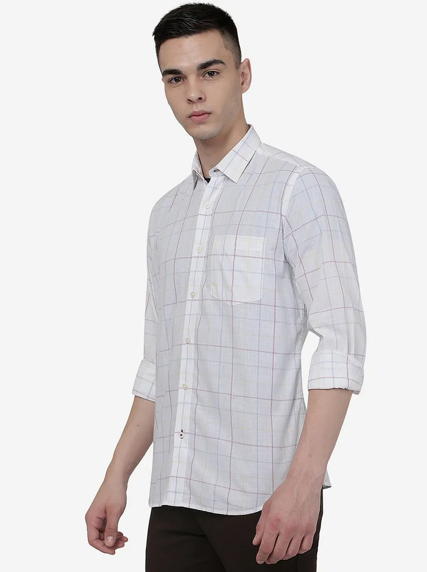 White Checked Slim Fit Semi Casual Shirt | JadeBlue