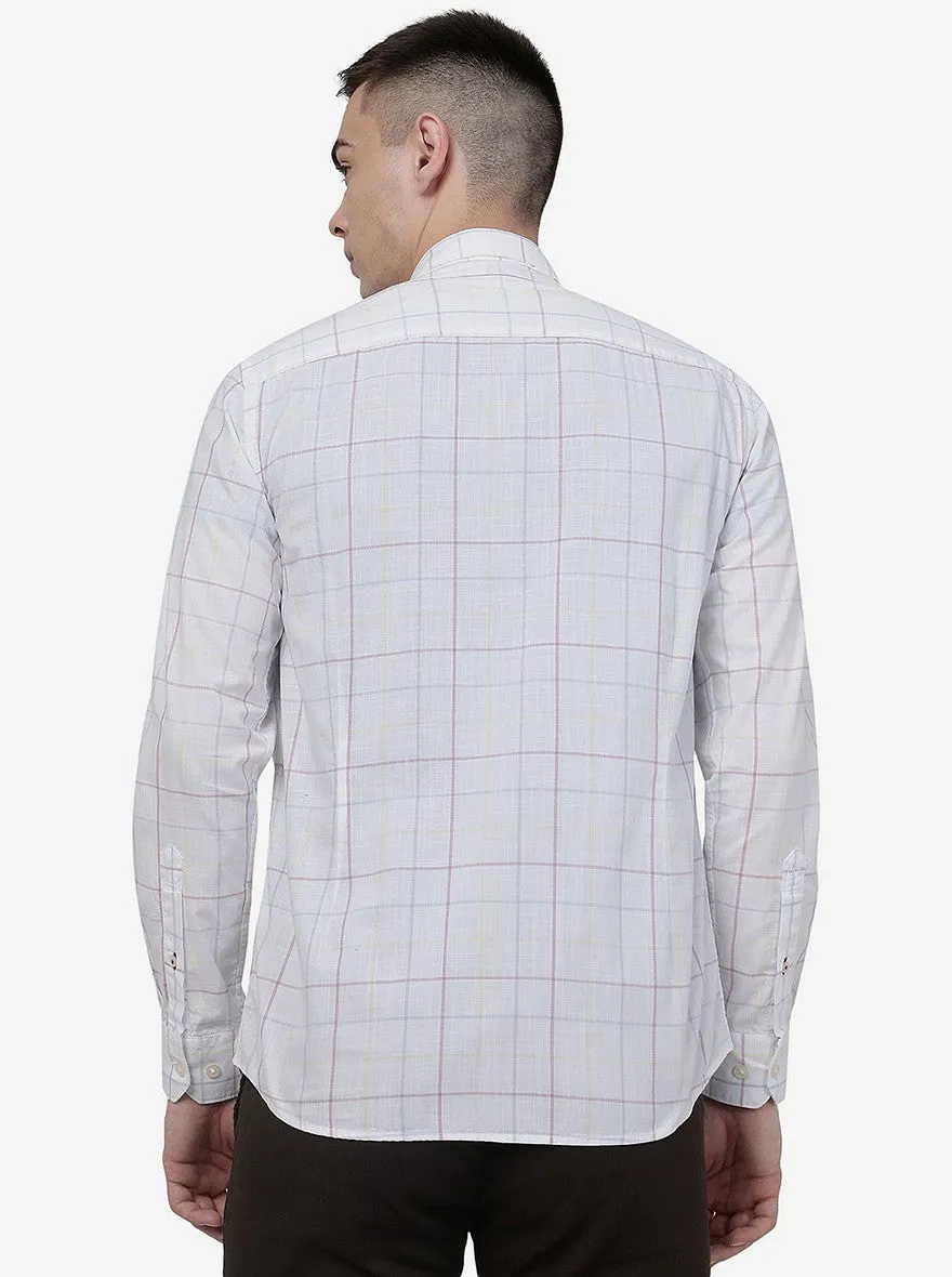 White Checked Slim Fit Semi Casual Shirt | JadeBlue