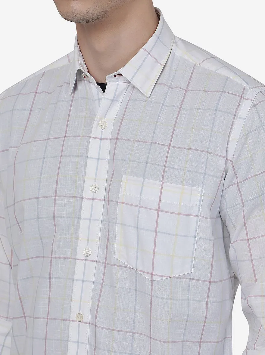 White Checked Slim Fit Semi Casual Shirt | JadeBlue