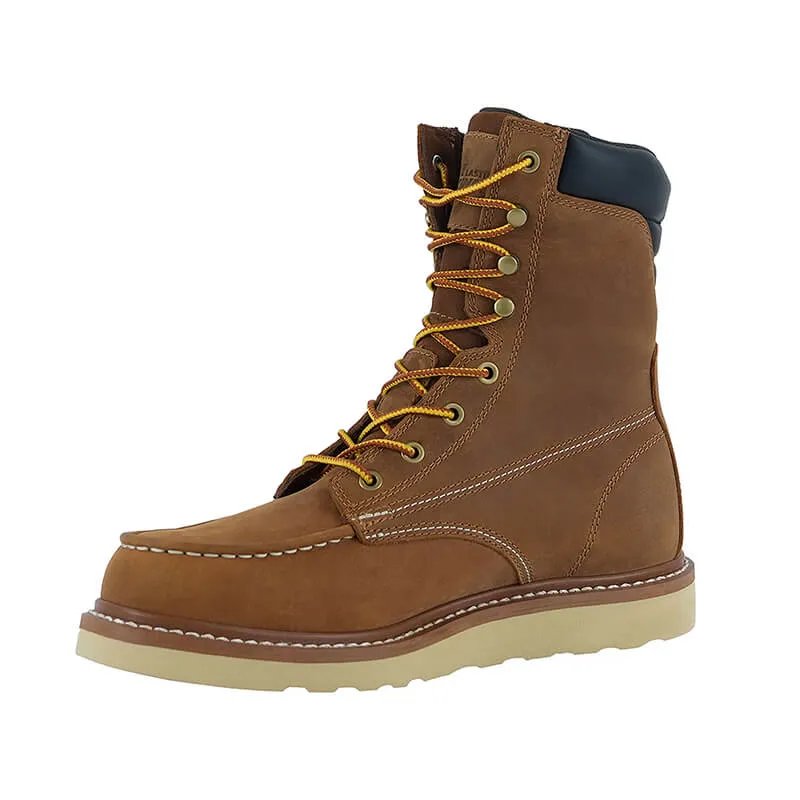 Women's Lightweight Leather Work Boots - Goodyear Welted Comfortable Working Boots Soft Moc Toe Slip Resistant-8 inches