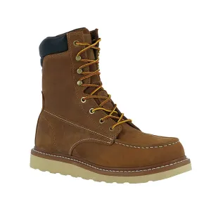 Women's Lightweight Leather Work Boots - Goodyear Welted Comfortable Working Boots Soft Moc Toe Slip Resistant-8 inches