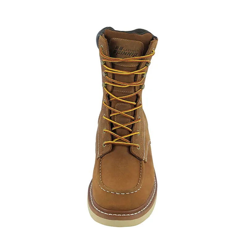 Women's Lightweight Leather Work Boots - Goodyear Welted Comfortable Working Boots Soft Moc Toe Slip Resistant-8 inches
